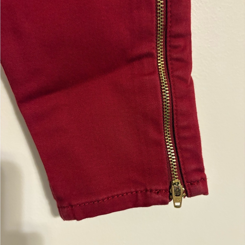 Denizen Levi’s Red High-Rise Ankle Skinny Jeggings Zipper Details Size 2 - Picture 4 of 13